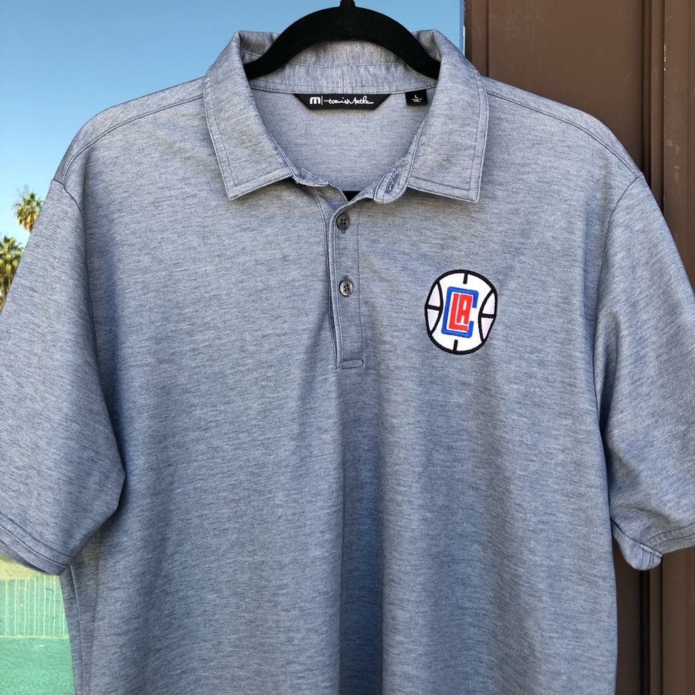 Travis Mathew Grey-Blue LA Clippers Coors Light Golf Polo L